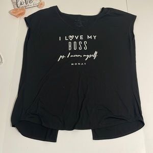 NWOT “I love my boss. Ps I mean myself” never worn classic Monat gear size L